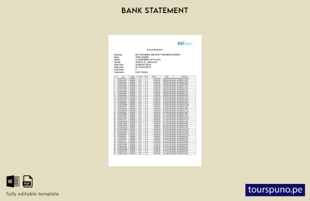 listo para imprimir Plantilla de Word   estado de cuenta de Indonesia Bank Syari